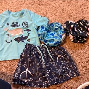 Carter's Nautical Swim and Diaper Cover Set - Blue and Black